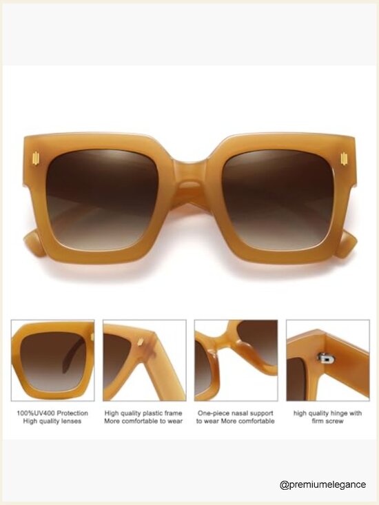 Retro Oversized Square Sunglasses Chunky Plastic Frames UV400 Protection Unisex